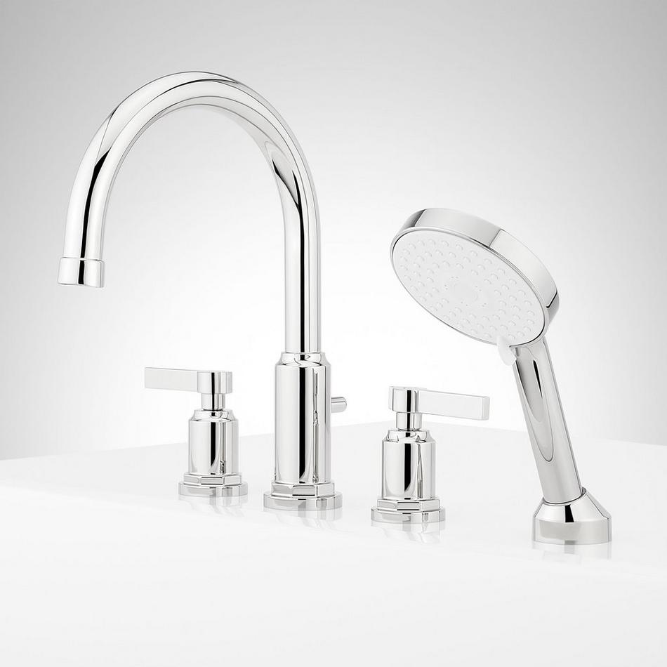 Greyfield 4-Hole Roman Tub Faucet and Hand Shower with Rough-In Valve - Chrome, , large image number 1