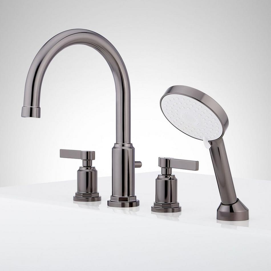 Greyfield 4-Hole Roman Tub Faucet and Hand Shower with Rough-In Valve - Gunmetal, , large image number 1