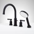 Greyfield 4-Hole Roman Tub Faucet and Hand Shower with Rough-In Valve - Matte Black, , large image number 1