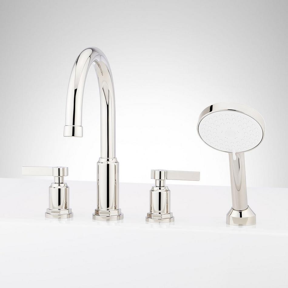 Greyfield 4-Hole Roman Tub Faucet and Hand Shower with Rough-In Valve - Polished Nickel, , large image number 0