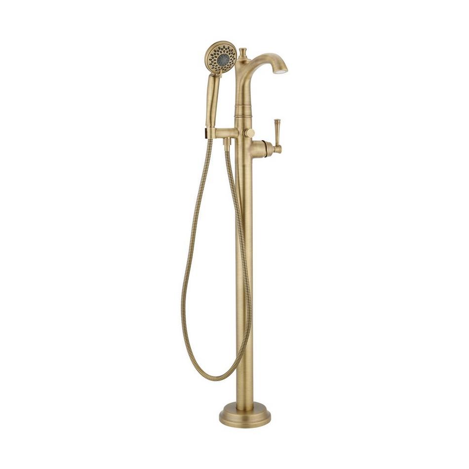 Beasley Freestanding Tub Faucet with Hand Shower and  Rough-In Valve with Stops - Aged Brass, , large image number 1
