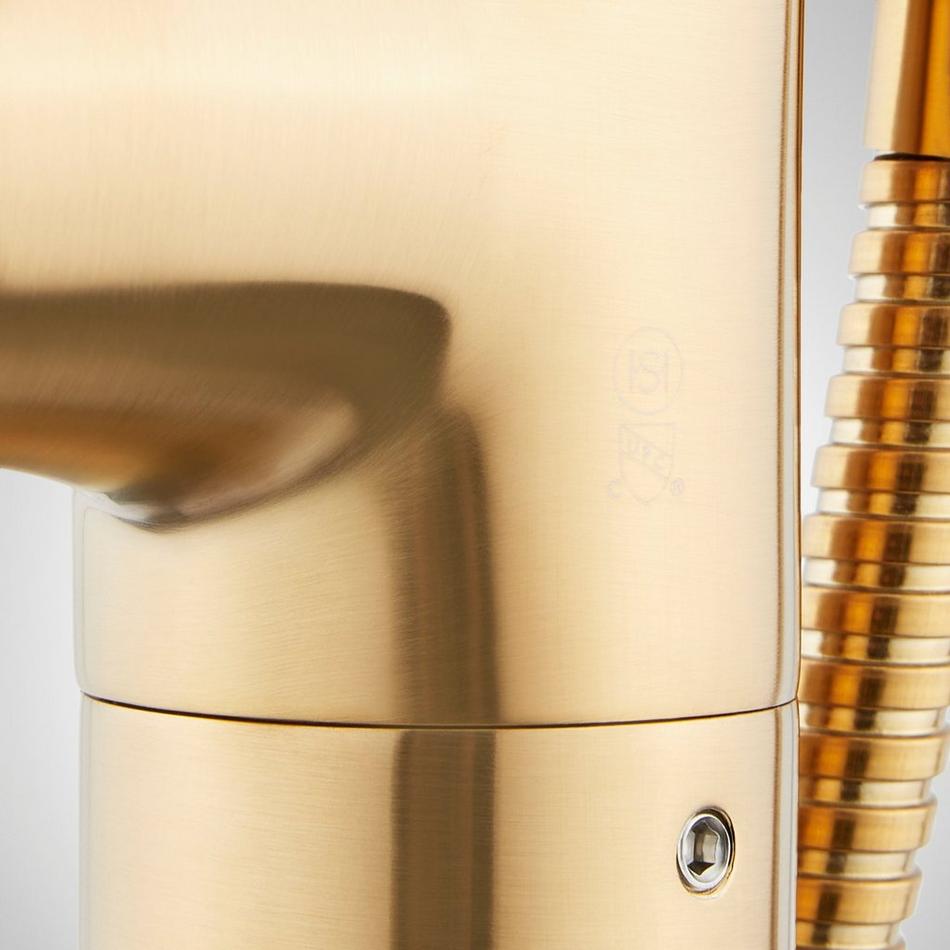Beasley Freestanding Tub Faucet with Hand Shower and Rough-In Valve with Stops - Brushed Gold, , large image number 4