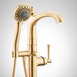 Beasley Freestanding Tub Faucet with Hand Shower and Rough-In Valve with Stops - Brushed Gold, , large image number 2