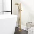Beasley Freestanding Tub Faucet with Hand Shower and Rough-In Valve Less Stops - Aged Brass, , large image number 0