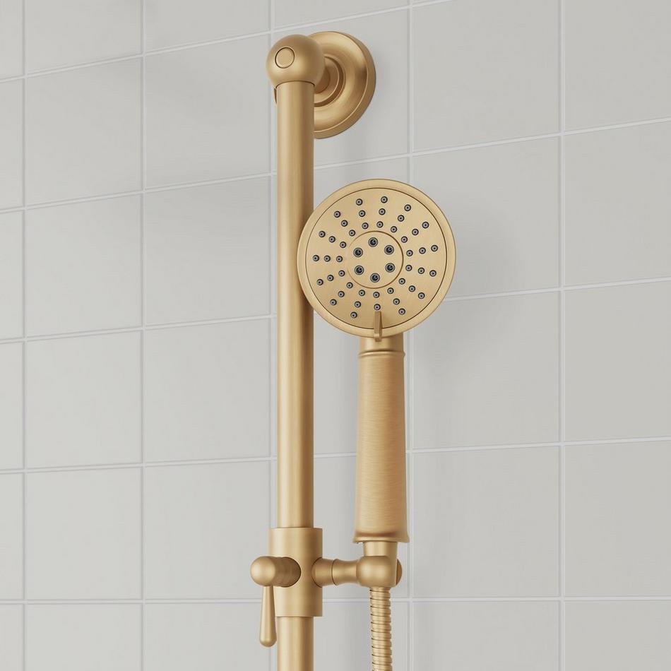 Beasley Thermostatic Shower System with 3 Body Sprays, Slide Bar and Hand Shower - Brushed Gold, , large image number 5