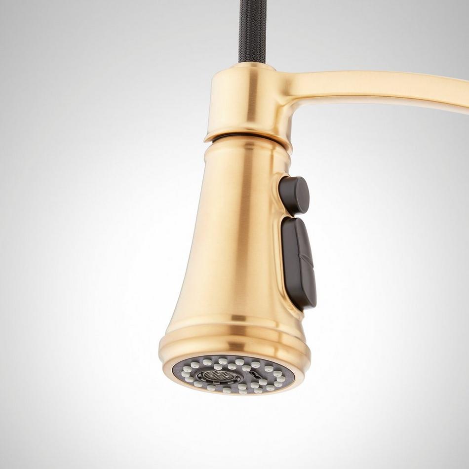 Beasley Bridge Kitchen Faucet with Pull-Down Spring Spout - Brushed Gold, , large image number 2