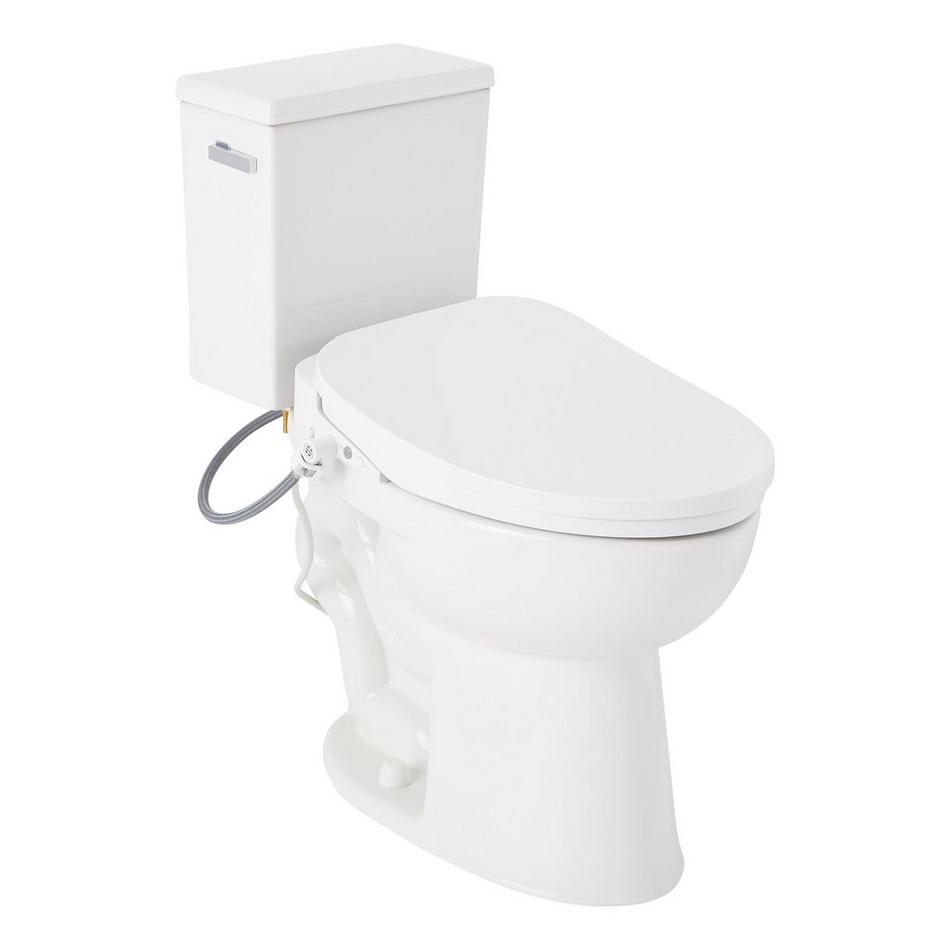 Lavrik Two-Piece Elongated Toilet with Reversible Tank - Bidet Seat  - Chrome Handle, , large image number 1
