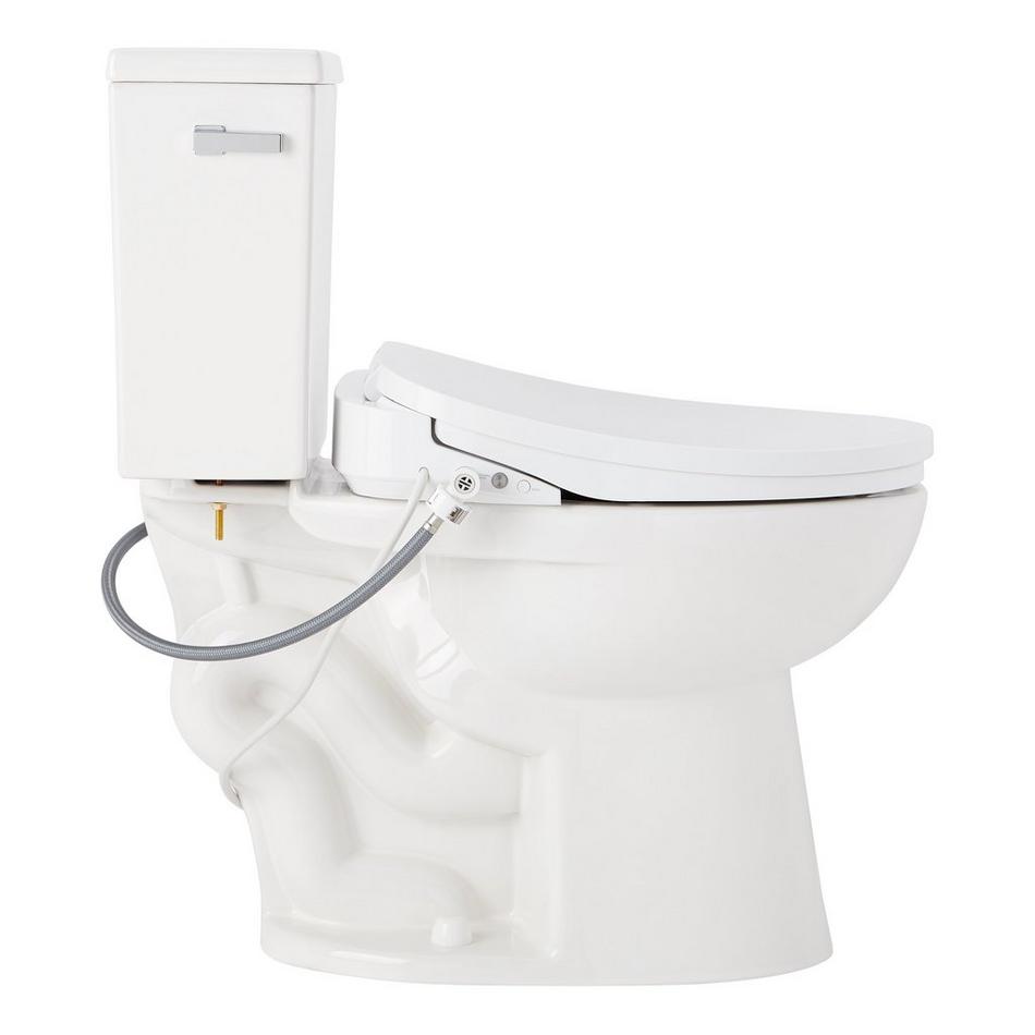 Lavrik Two-Piece Elongated Toilet with Reversible Tank - Bidet Seat  - Chrome Handle, , large image number 4