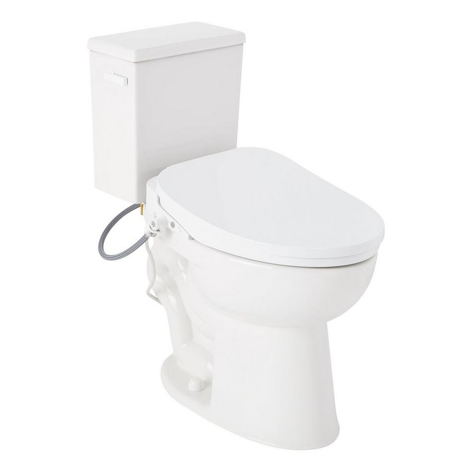 Lavrik Two-Piece Elongated Toilet with Reversible Tank - Bidet Seat  - White Handle, , large image number 0