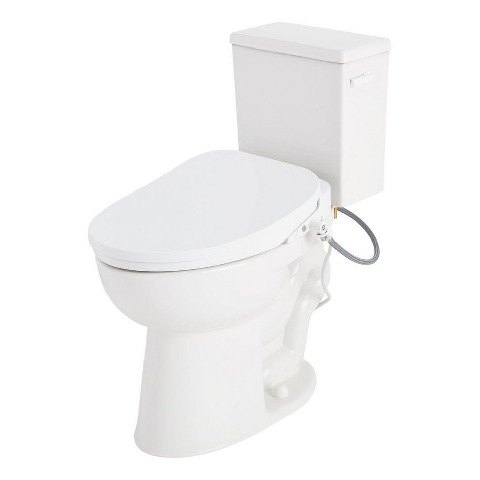 Lavrik Two-Piece Elongated Toilet with Reversible Tank - Bidet Seat  - White Handle, , large image number 1