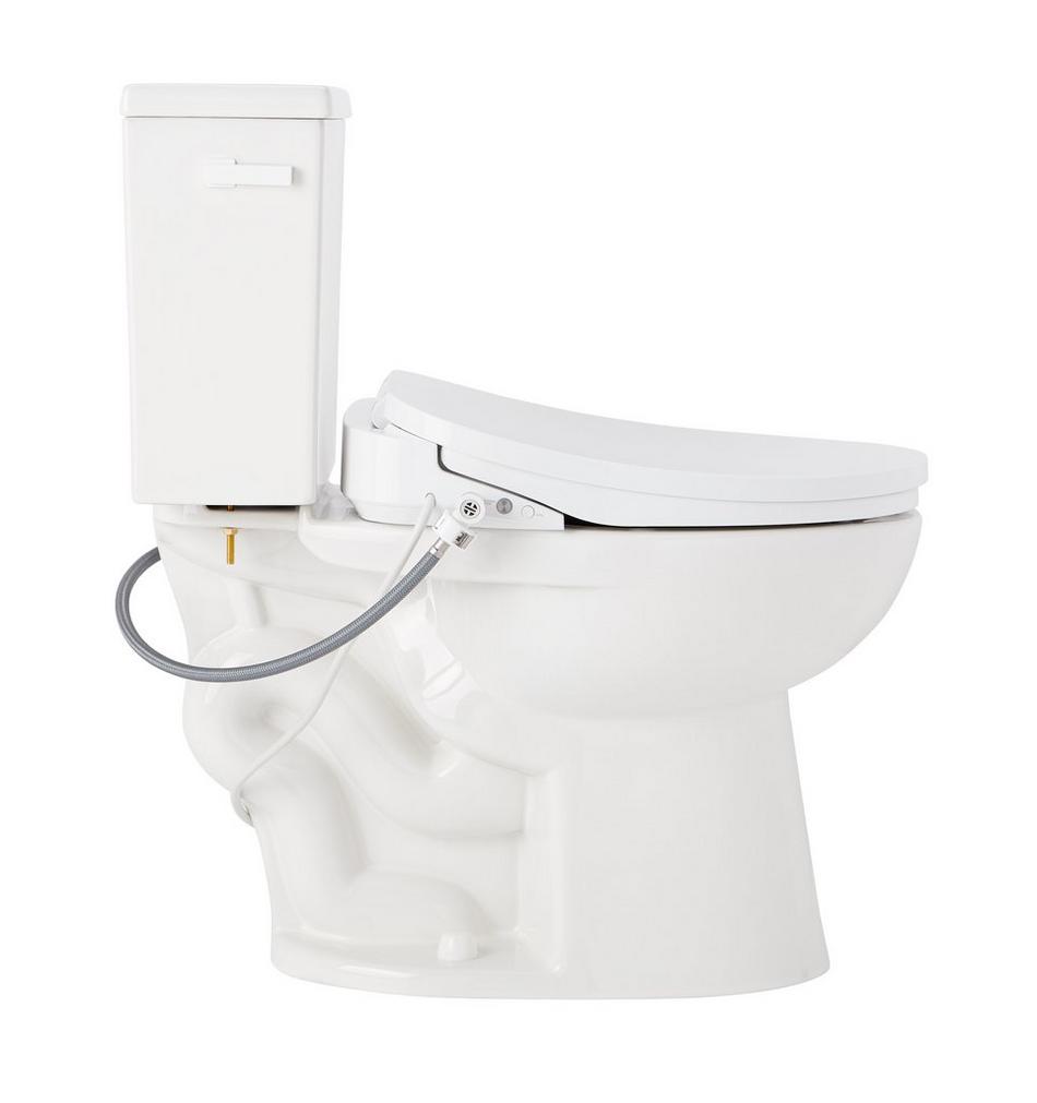 Lavrik Two-Piece Elongated Toilet with Reversible Tank - Bidet Seat  - White Handle, , large image number 3