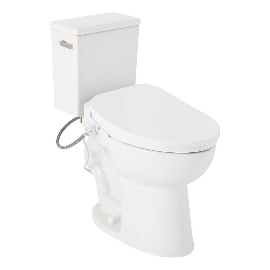 Lavrik Two-Piece Elongated Toilet with Reversible Tank - Bidet Seat  - Brushed Nickel Handle, , large image number 0