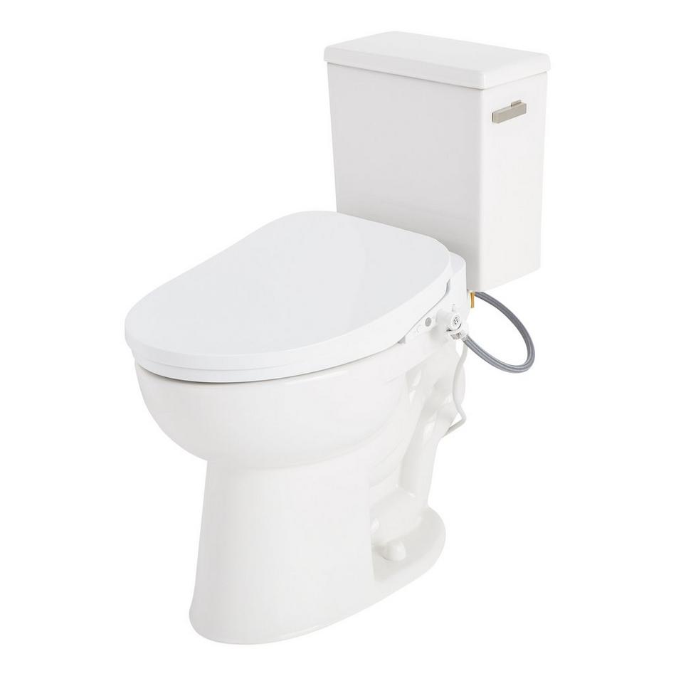 Lavrik Two-Piece Elongated Toilet with Reversible Tank - Bidet Seat  - Brushed Nickel Handle, , large image number 1