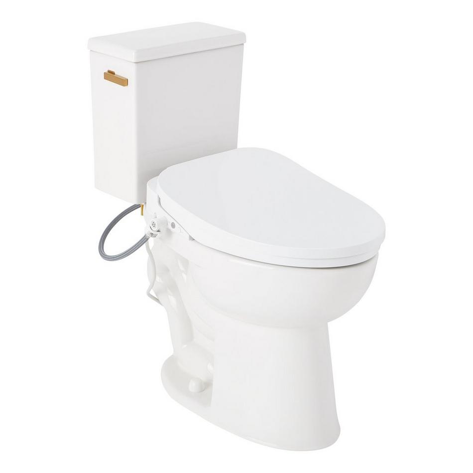 Lavrik Two-Piece Elongated Toilet with Reversible Tank - Bidet Seat  - Brushed Gold Handle, , large image number 0