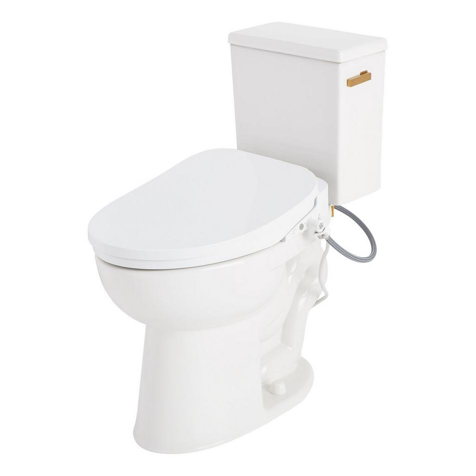 Lavrik Two-Piece Elongated Toilet with Reversible Tank - Bidet Seat  - Brushed Gold Handle, , large image number 1