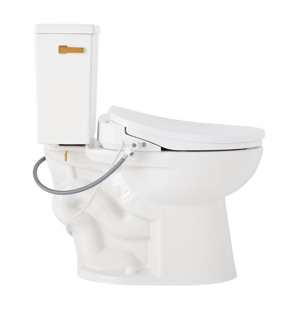 Lavrik Two-Piece Elongated Toilet with Reversible Tank - Bidet Seat  - Brushed Gold Handle, , large image number 3