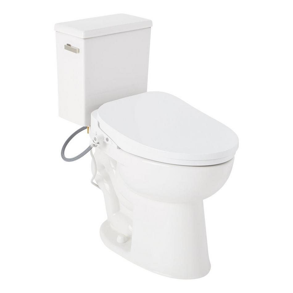 Lavrik Two-Piece Elongated Toilet with Reversible Tank - Bidet Seat  - Polished Nickel Handle, , large image number 0