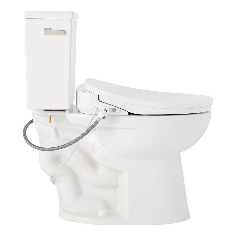 Lavrik Two-Piece Elongated Toilet with Reversible Tank - Bidet Seat  - Polished Nickel Handle, , large image number 3