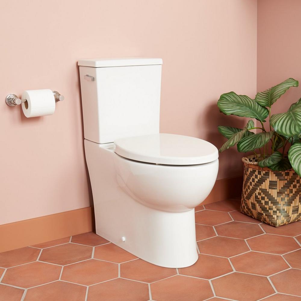 Lavrik Two-Piece Skirted Elongated Toilet with Reversible Tank - Chrome Handle