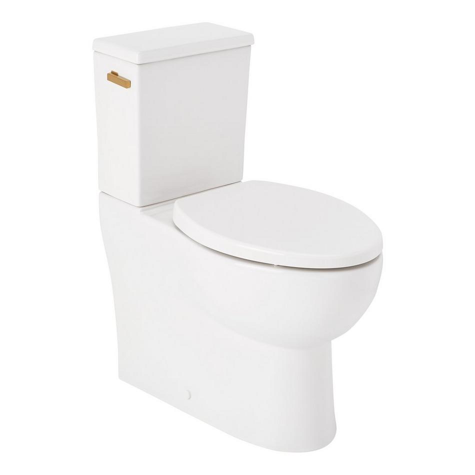 Lavrik Two-Piece Skirted Elongated Toilet with Reversible Tank - Brushed Gold Handle, , large image number 0