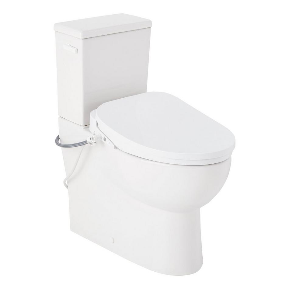 Lavrik Two-Piece Skirted Elongated Toilet with Reversible Tank - Bidet seat - White Handle, , large image number 0