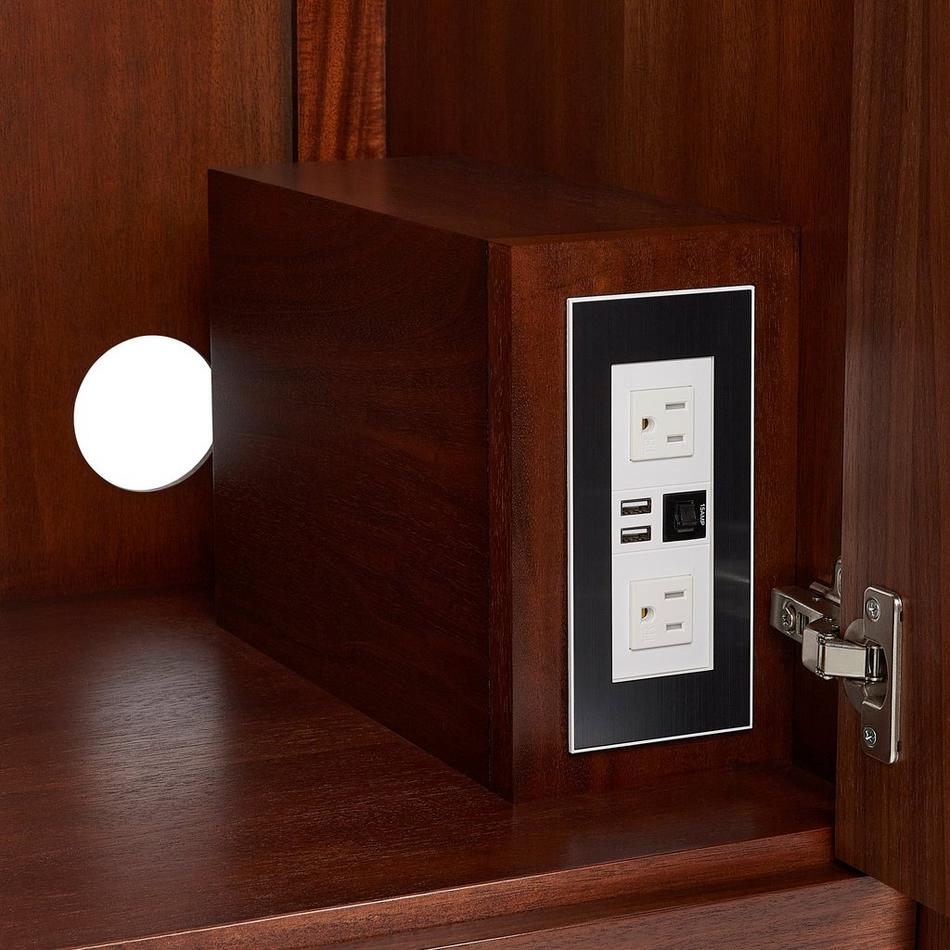 60" Sybill Mahogany Double Vanity with Outlet - Washed Walnut - Vanity Cabinet Only, , large image number 3