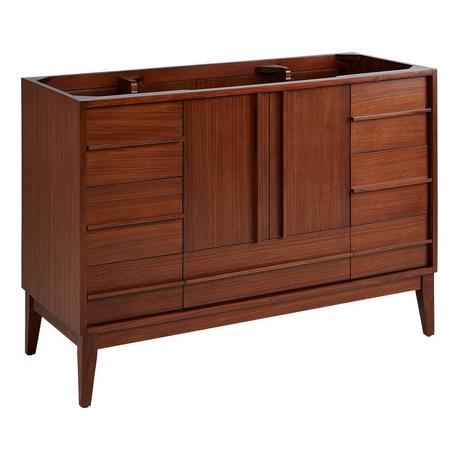 48" Sybill Mahogany Vanity with Outlet - Washed Walnut - Vanity Cabinet Only