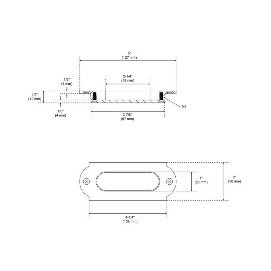 5" Gambon Recessed Brass Pocket Door Pull - Matte Black, , large image number 2