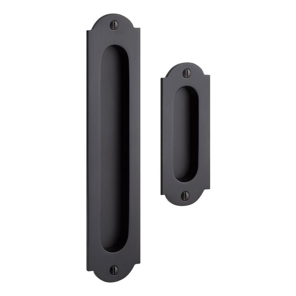 5" Gambon Recessed Brass Pocket Door Pull - Matte Black, , large image number 1