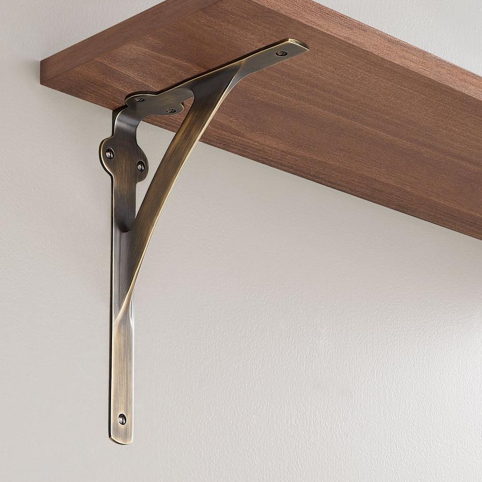 5-1/4" Veruca Brass Shelf Bracket - Antique Brass, , large image number 0