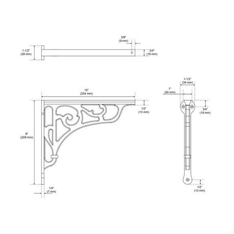 Amaranth Cast Iron Shelf Bracket