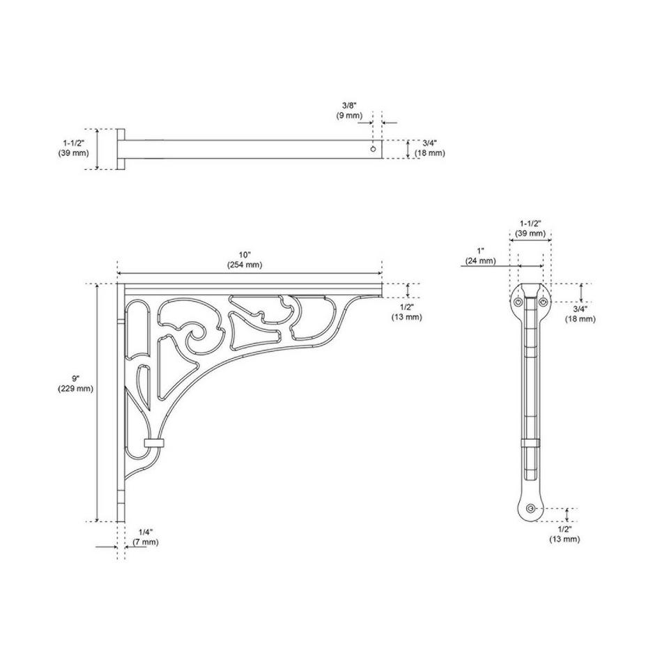 10" Amaranth Cast Iron Shelf Bracket, , large image number 2