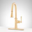 Beasley Single-Hole Pull-Down Kitchen Faucet with Deck Plate - Brushed Gold, , large image number 0