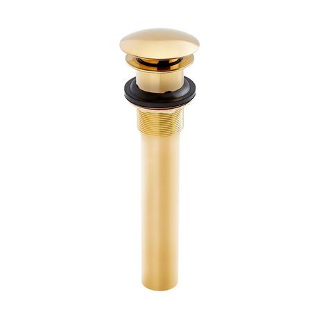 Mushroom Style Pop-Up Bathroom Drain - Overflow Holes - Brushed Gold