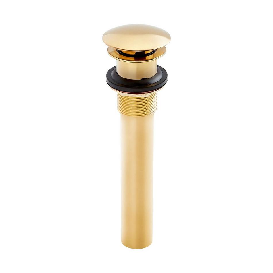 Mushroom Style Pop-Up Bathroom Drain - Overflow Holes - Brushed Gold, , large image number 0