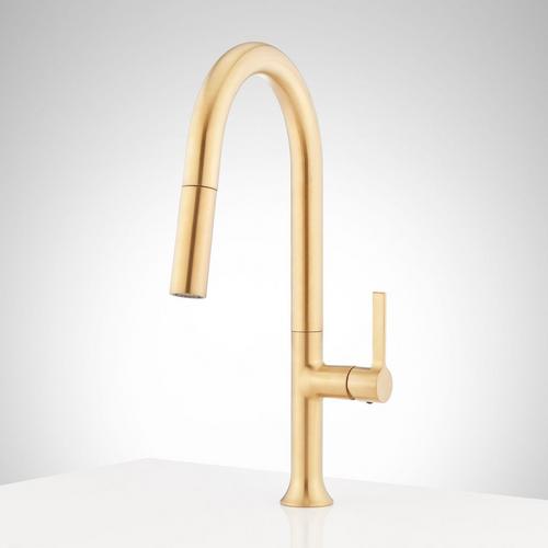 Bok Single-Hole Pull-Down Kitchen Faucet - Brushed Gold