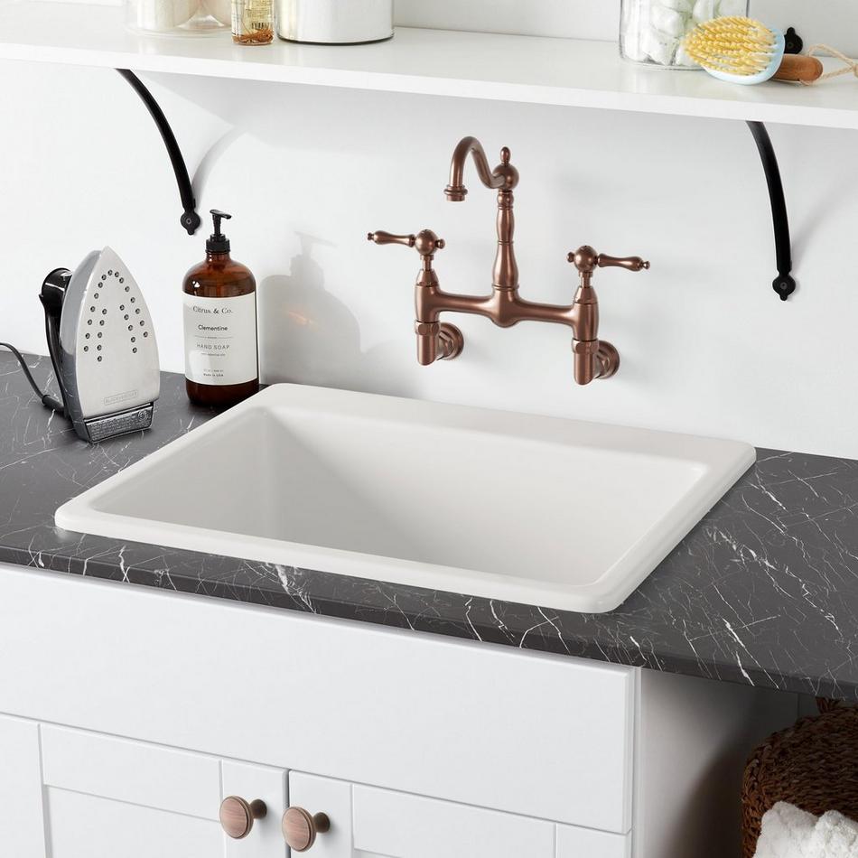 25" Totten Granite Composite Dual-Mount Laundry Sink - Drop-in or Undermount - White, , large image number 1