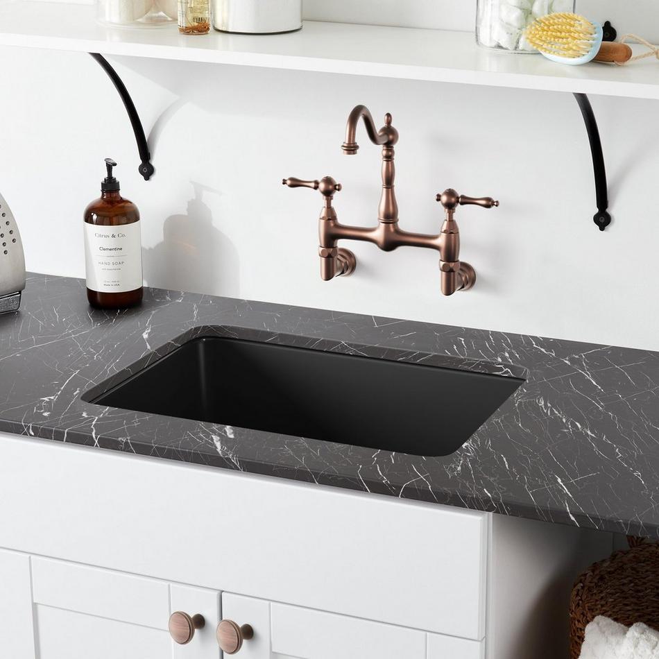 25" Totten Granite Composite Dual-Mount Laundry Sink - Drop-in or Undermount - Black, , large image number 0