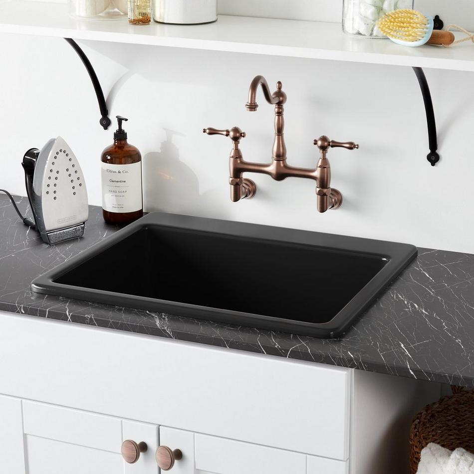 25" Totten Granite Composite Dual-Mount Laundry Sink - Drop-in or Undermount - Black, , large image number 1