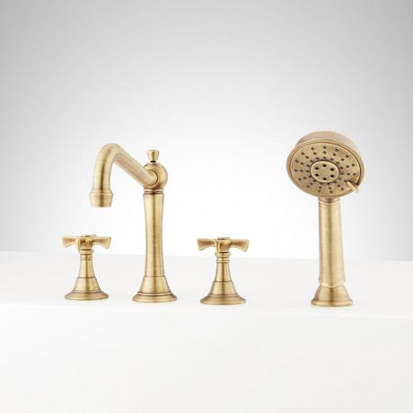 Marceau 4-Hole Roman Tub Faucet and Hand Shower - Cross Handles