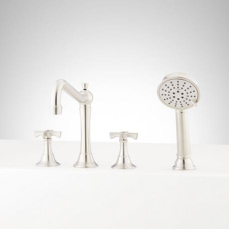 Marceau 4-Hole Roman Tub Faucet and Hand Shower - Cross Handles
