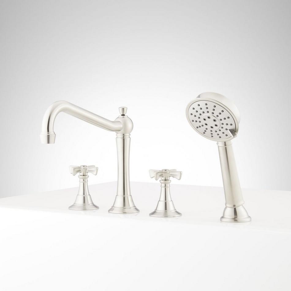 Marceau 4-Hole Roman Tub Faucet and Hand Shower - Cross Handles, , large image number 3