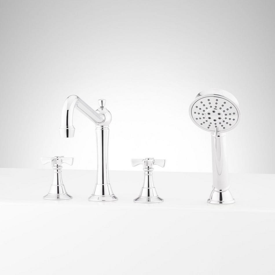 Marceau 4-Hole Roman Tub Faucet and Hand Shower - Cross Handles, , large image number 4