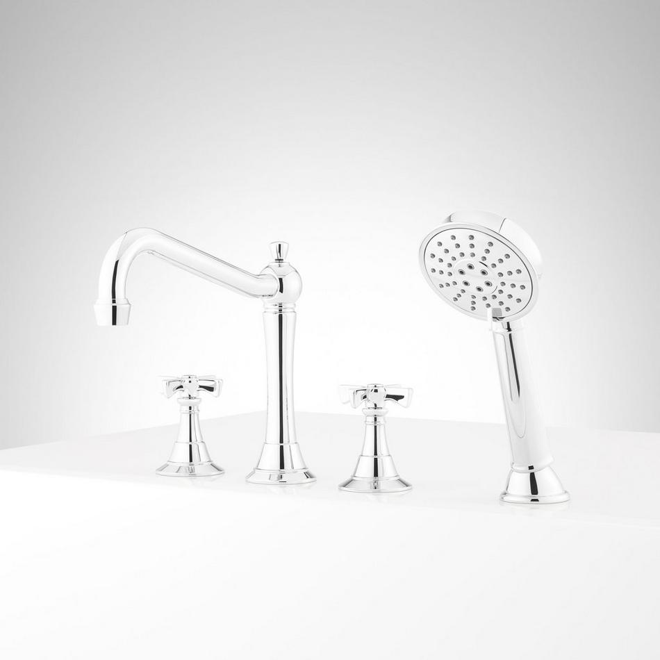 Marceau 4-Hole Roman Tub Faucet and Hand Shower - Cross Handles, , large image number 5