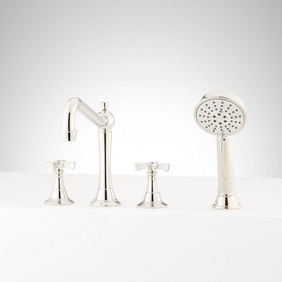Marceau 4-Hole Roman Tub Faucet and Hand Shower - Cross Handles, , large image number 6