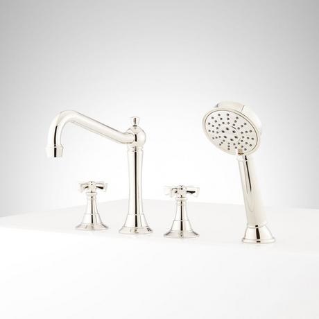 Marceau 4-Hole Roman Tub Faucet and Hand Shower - Cross Handles