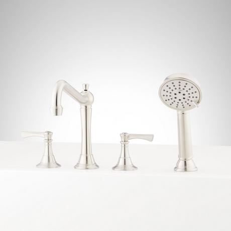Marceau 4-Hole Roman Tub Faucet and Hand Shower - Lever Handles