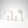 Marceau 4-Hole Roman Tub Faucet and Hand Shower with Rough-In Valve - Cross - Polished Nickel, , large image number 1