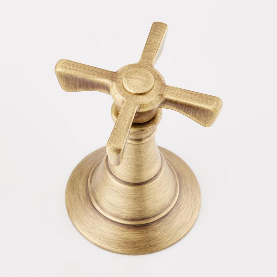 Marceau 4-Hole Roman Tub Faucet and Hand Shower with Rough-In Valve - Cross Handles - Aged Brass, , large image number 2