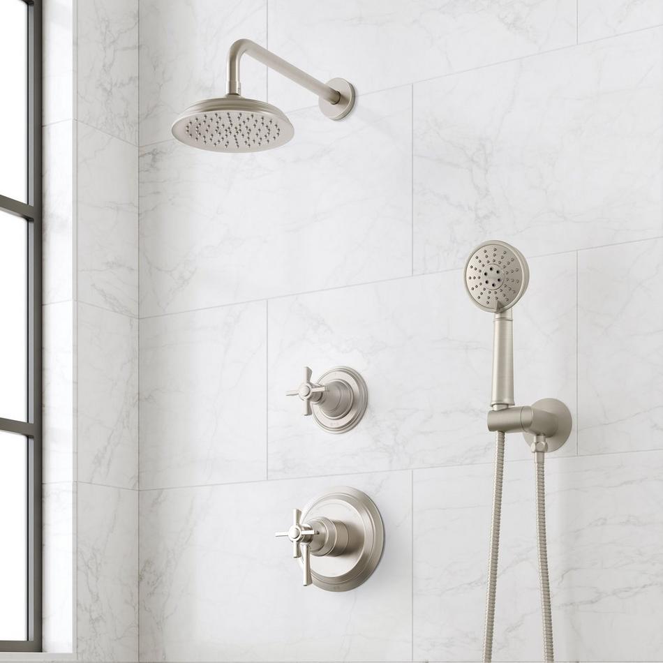 Marceau Dual Control Pressure Balance Shower System With Hand Shower - Cross - Brushed Nickel, , large image number 0